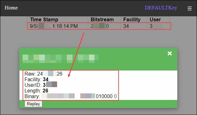 Figure 12 - ESPkey Stolen Badge Data