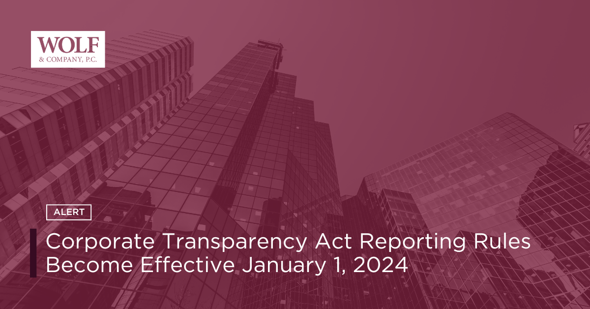 Corporate Transparency Act Reporting Rules Effective January 1