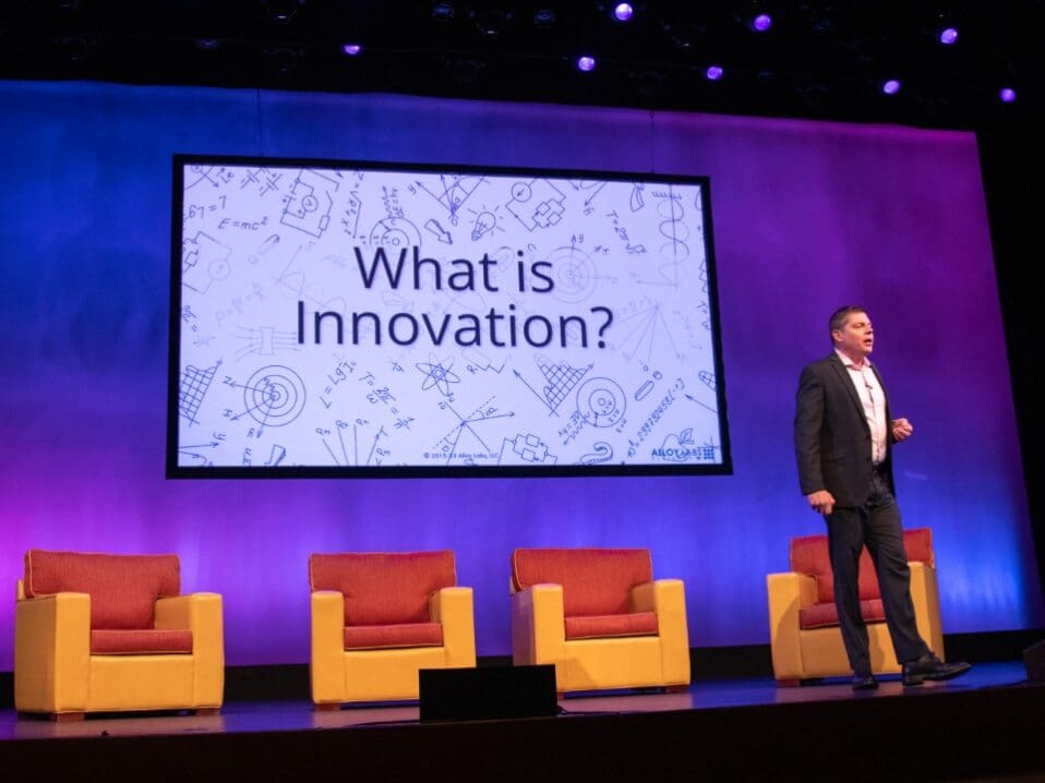 Jason Henrichs of Alloy Labs giving his keynote speech